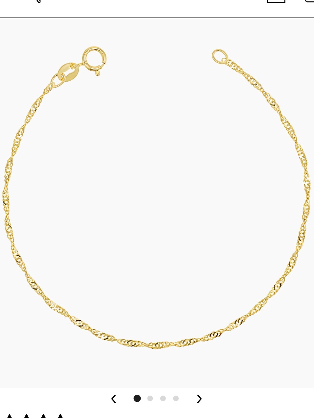 18k Solid Gold Singapore Bracelet 6.5”, 1.7mm
